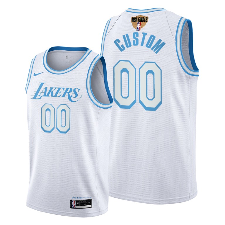 Men's Los Angeles Lakers Custom #00 NBA City Edition 2021 Playoffs White Basketball Jersey JBE8383NL